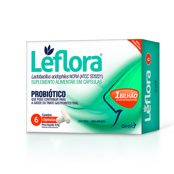 Leflora Lactobacillus 1 Bilhão com 6 Cápsulas Airela